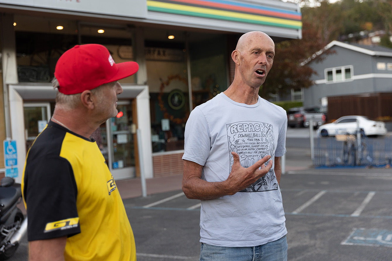 Otis Guy Talks with Hans Rey Outside the Museum